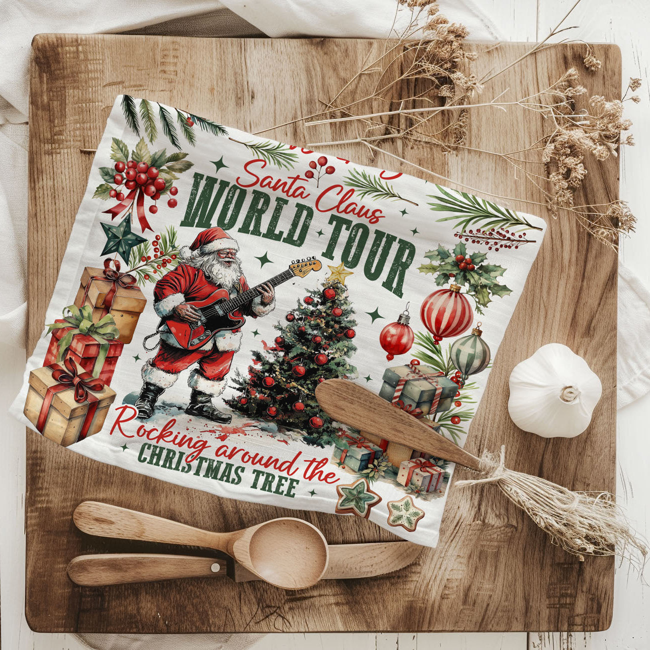 seasonal kitchen decor towel Santa Claus
Christmas countertop decor towel festive Santa
rustic holiday kitchen towel music theme
festive home styling Christmas towel Santa
decorative Christmas kitchen linen Santa
festive Santa artwork kitchen towel design
painterly Santa Claus Christmas dish towel