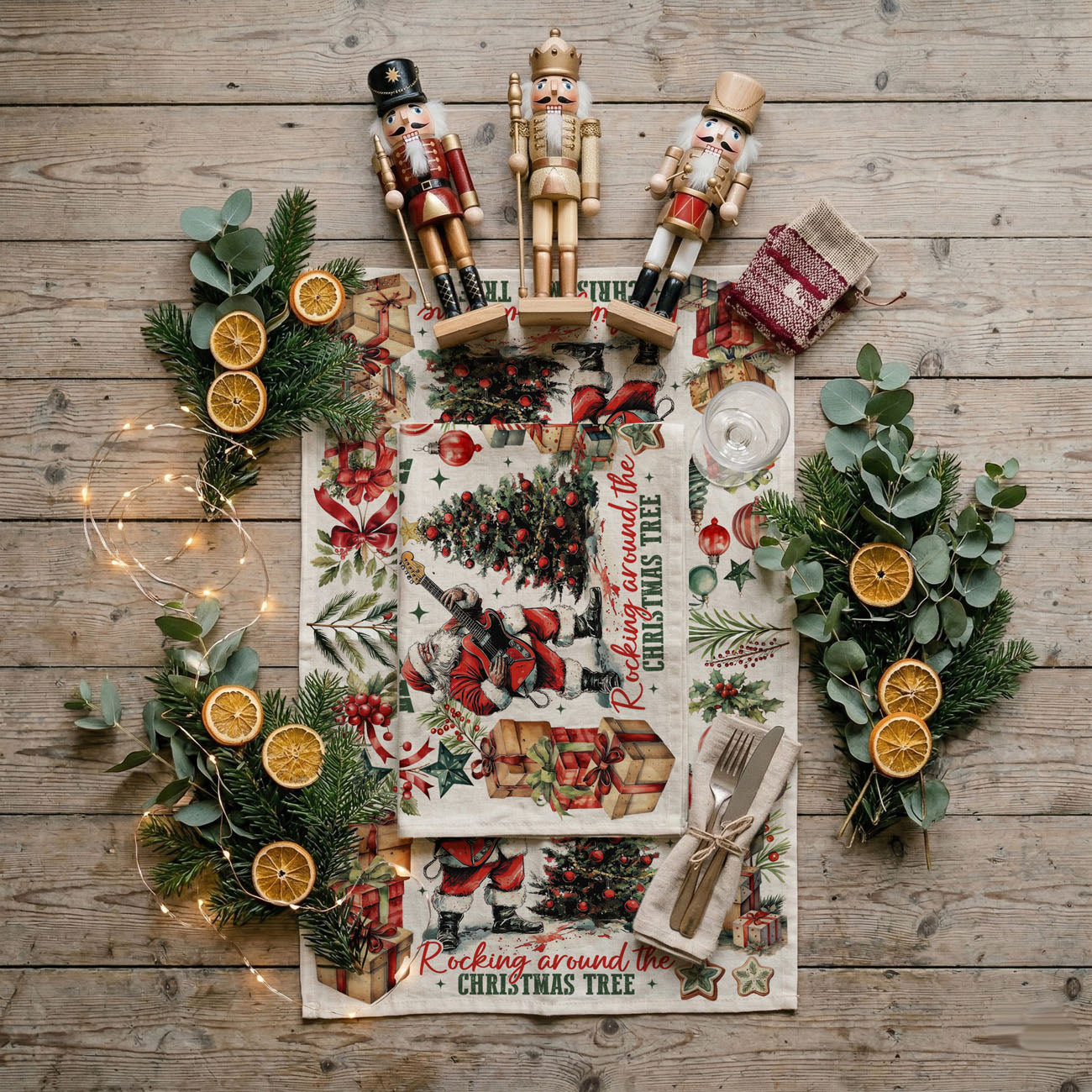 woman holding rock Santa Christmas kitchen towel
holiday kitchen towel displayed festive Santa decor
Christmas towel styled in modern farmhouse kitchen
Santa music towel lifestyle holiday home
festive kitchen towel Christmas Santa scene
early Christmas decor kitchen towel Santa
last minute Christmas gift kitchen towel music