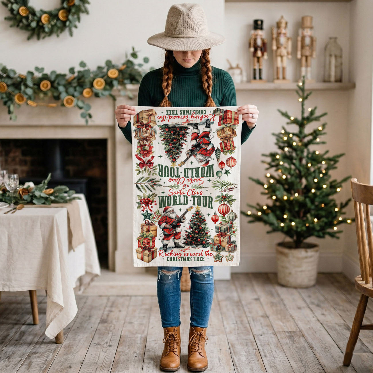 funny festive Santa character kitchen towel
outspoken Santa Christmas dish towel
fun personality holiday kitchen towel Santa
cheeky Santa Claus Christmas kitchen decor
humorous festive Santa towel design
