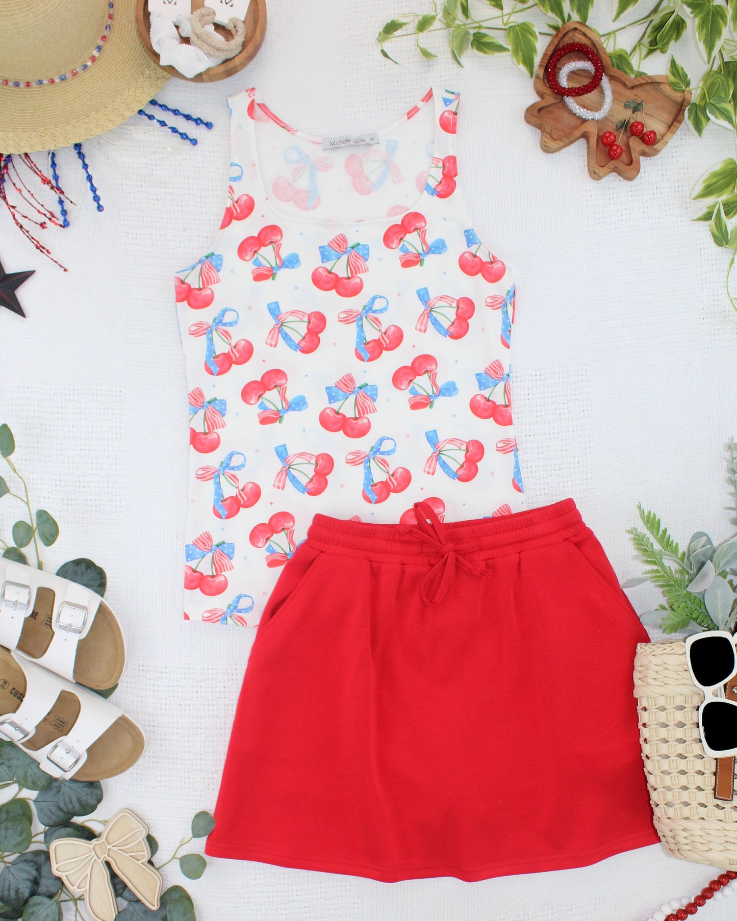 IN STOCK Romy Tank - Patriotic Cherries