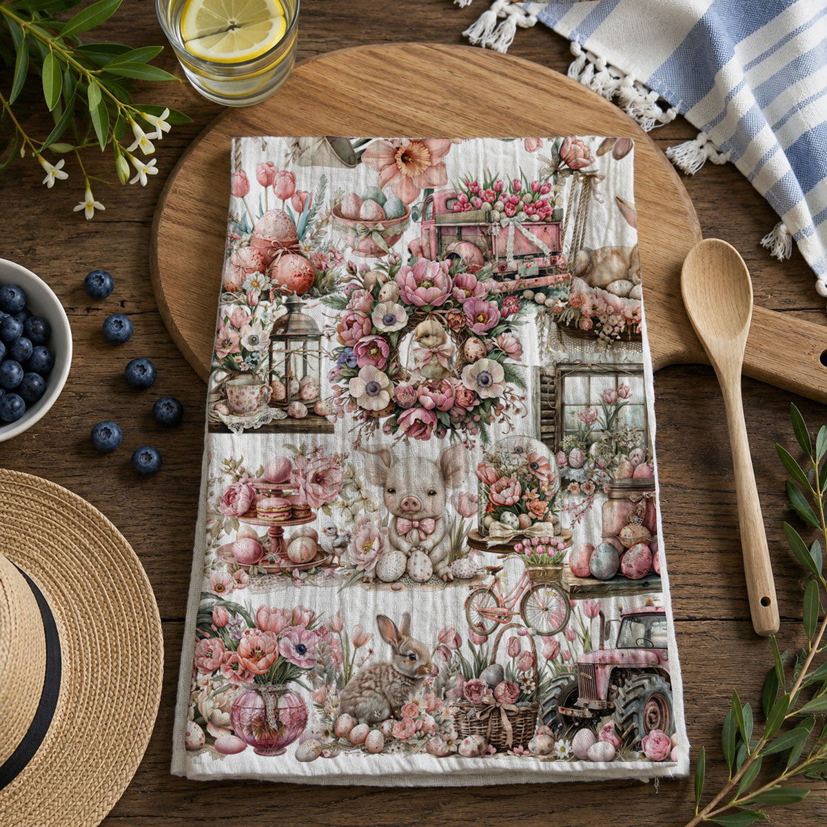 eco friendly cotton farmhouse towel
premium decorative towel for spring kitchen
durable handmade style kitchen towel
boutique easter kitchen towel vintage style
farmhouse kitchen decor spring 
wholesale easter towel for retailers