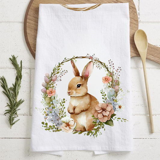 Wholesale farmhouse floral bunny kitchen towel
vintage easter bunny towel double sided
spring bunny towel with floral wreath design
rustic farmhouse bunny tea towel
cottagecore easter towel neutral colors
watercolor bunny towel farmhouse decor
