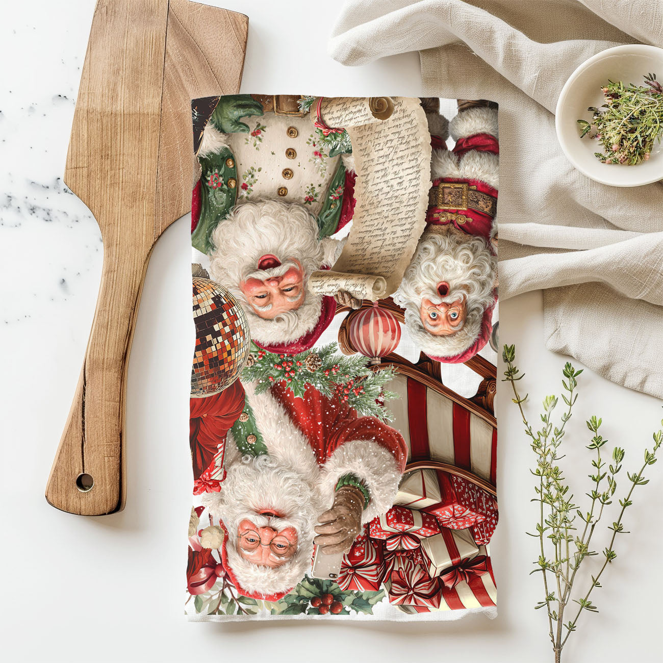 eye catching Christmas kitchen towel Santa
bold holiday decor towel Santa design
unique Christmas towel conversation starter
statement Christmas kitchen towel funny
standout holiday kitchen decor Santa