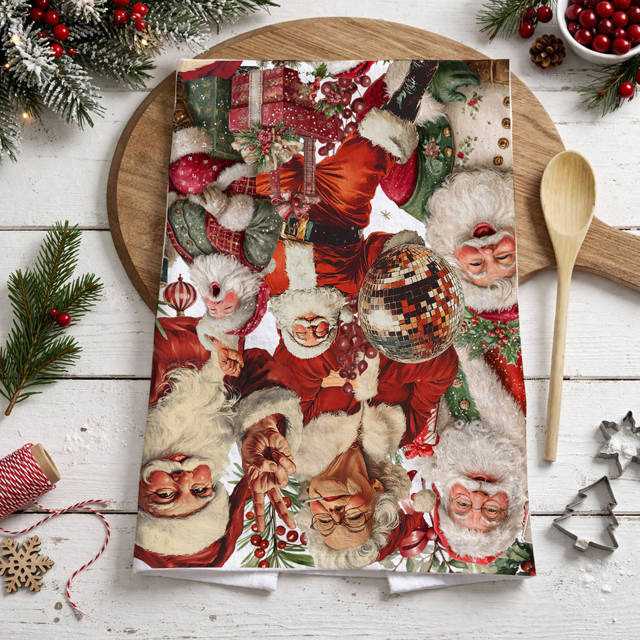 styled farmhouse Christmas kitchen towel
festive kitchen styling accessory towel
Christmas decor layering kitchen linen
cozy styled kitchen holiday towel
seasonal kitchen styling Santa towel