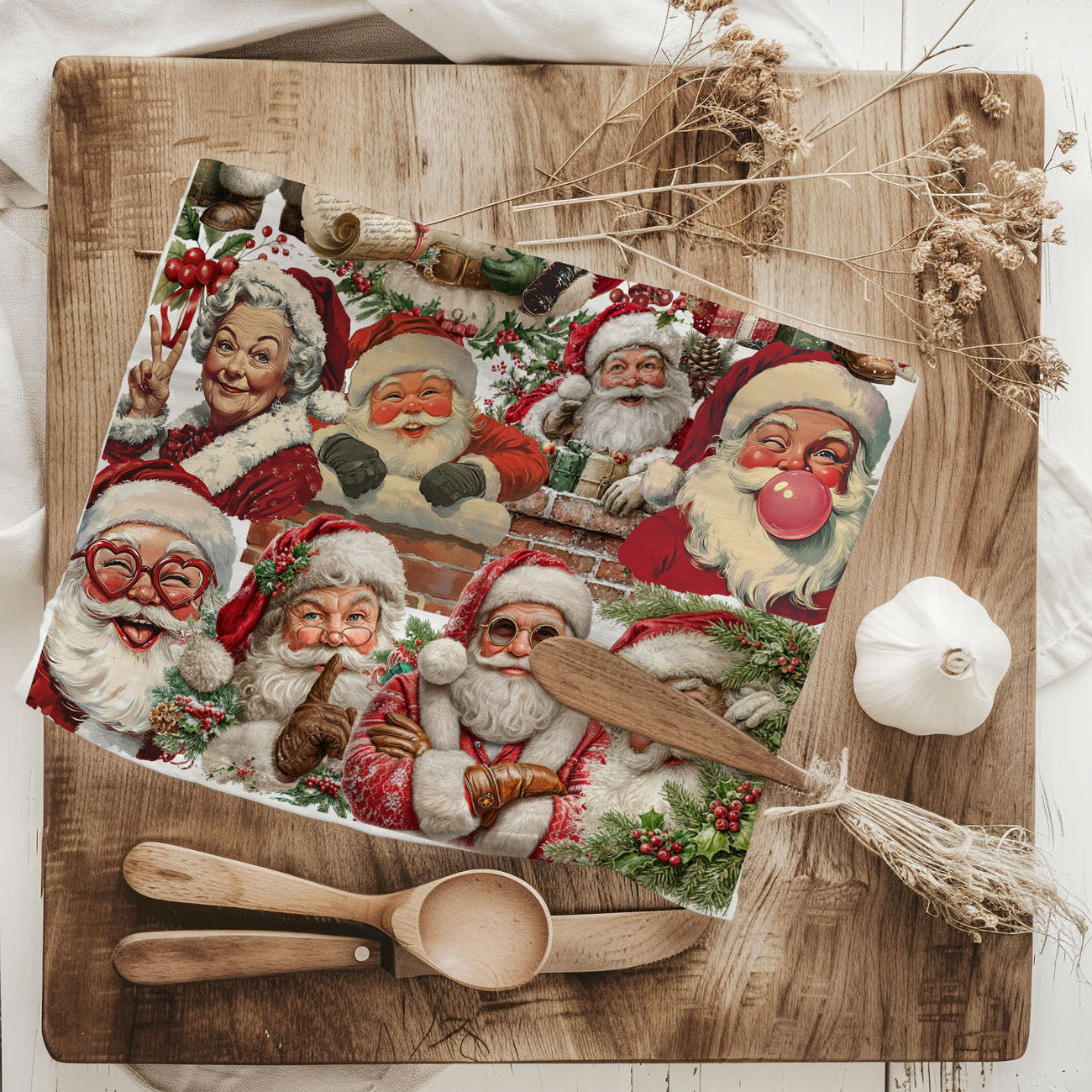 Christmas gift idea humorous dish towel
giftable holiday kitchen towel Santa theme
Christmas kitchen accessory gift funny
white elephant gift Christmas kitchen towel
unique Christmas kitchen towel gift idea