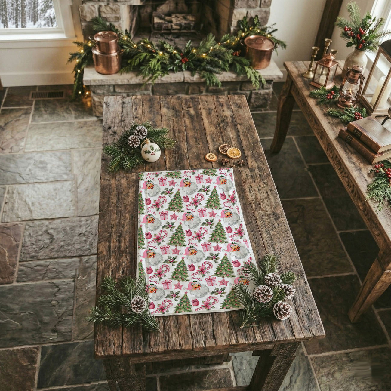 holiday house decor kitchen towel santa print
christmas spirit kitchen linen pink santa theme
repeating santa pattern christmas kitchen towel pink
all over print santa claus holiday tea towel
patterned christmas dish towel pink festive icons
seamless santa pattern kitchen towel holiday decor