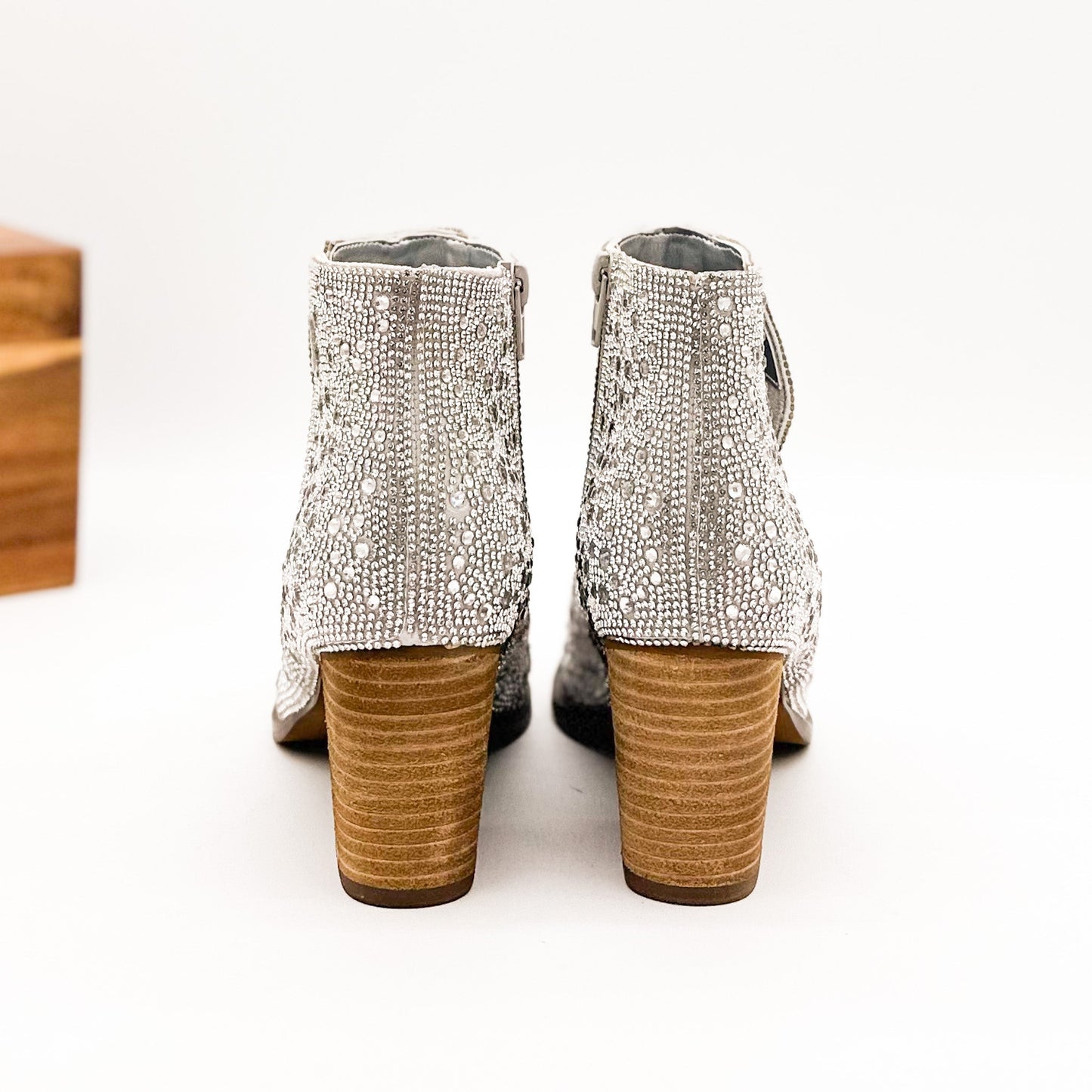 Shine Star Rhinestone Bootie in Silver