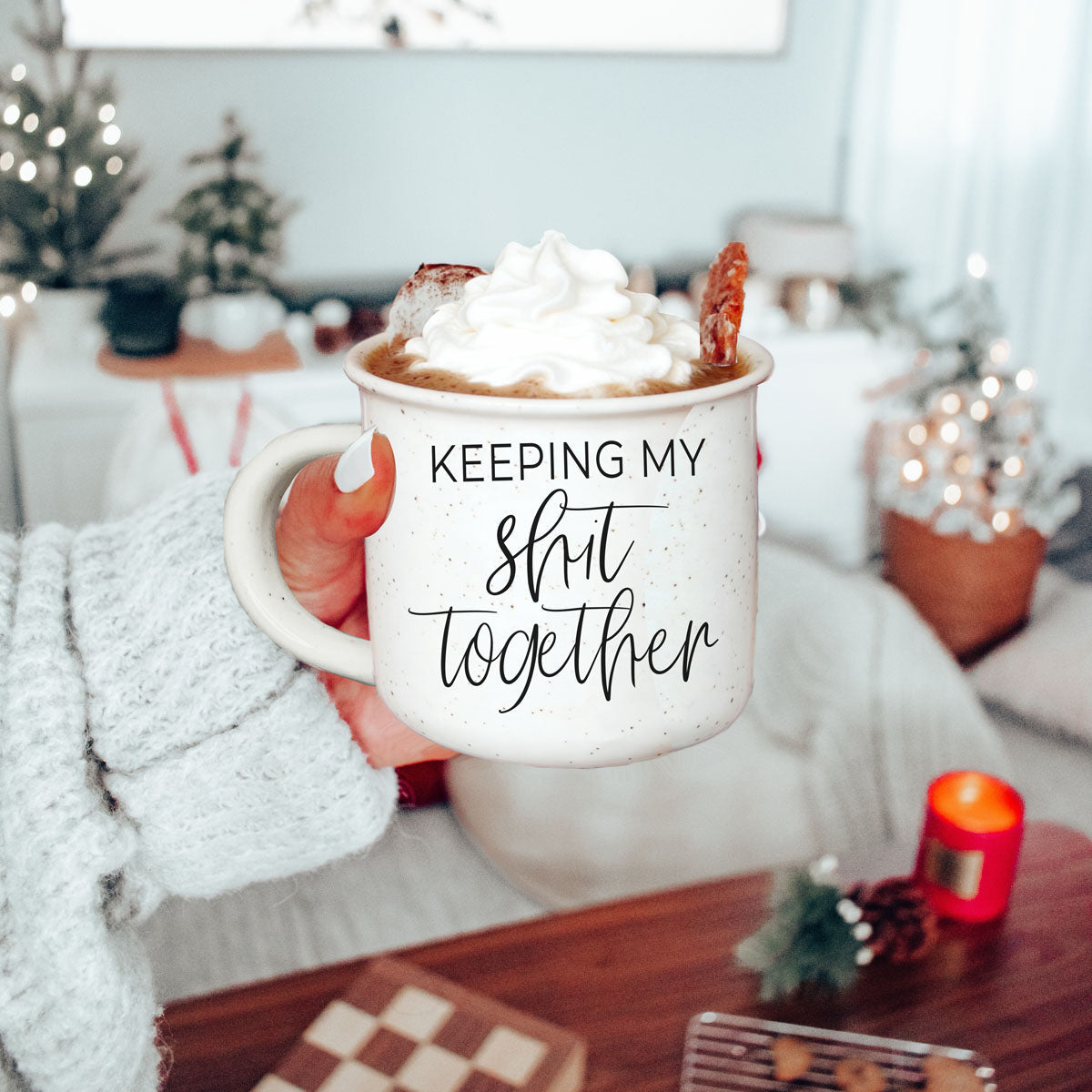 Novelty mug for adults
Hilarious office coffee mug
Sassy coffee mug for women
Sassy coffee mug for men
Best gift for coworkers
Office motivation mug
“Keeping My Shit Together” gift idea