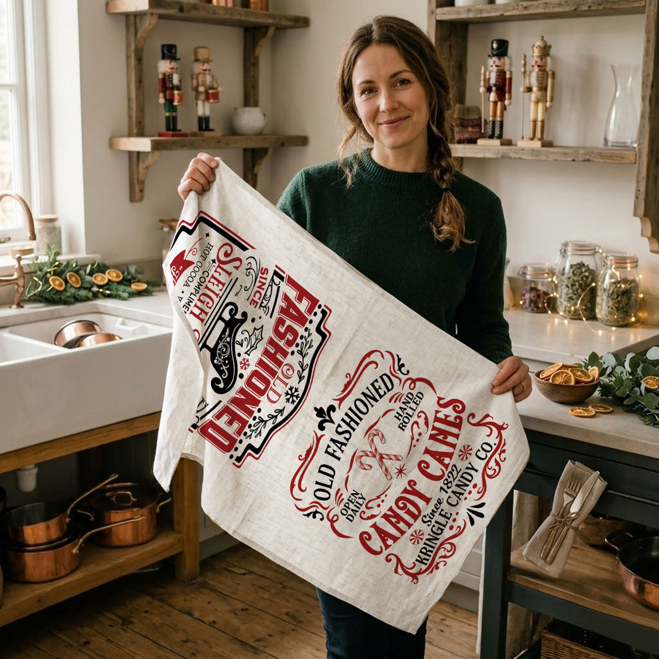 Vintage holiday kitchen towel dual design
Old fashioned sleigh Christmas kitchen towel
Vintage candy canes kitchen towel design
Christmas kitchen towel vintage styling
Where to buy old fashioned Christmas Decorations in the USA?
Wholesale old fashioned Christmas
festive baking setup kitchen towel christmas theme
kitchen towel for christmas cookie decorating decor
holiday kitchen baking essentials decorative towel