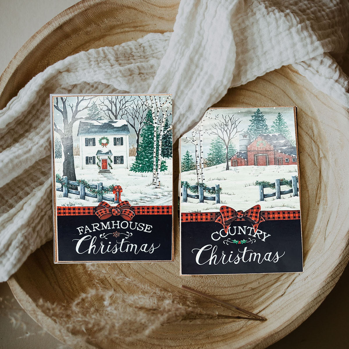 Wooden Block Christmas Signs, Holiday Tiered Tray Signs Farmhouse