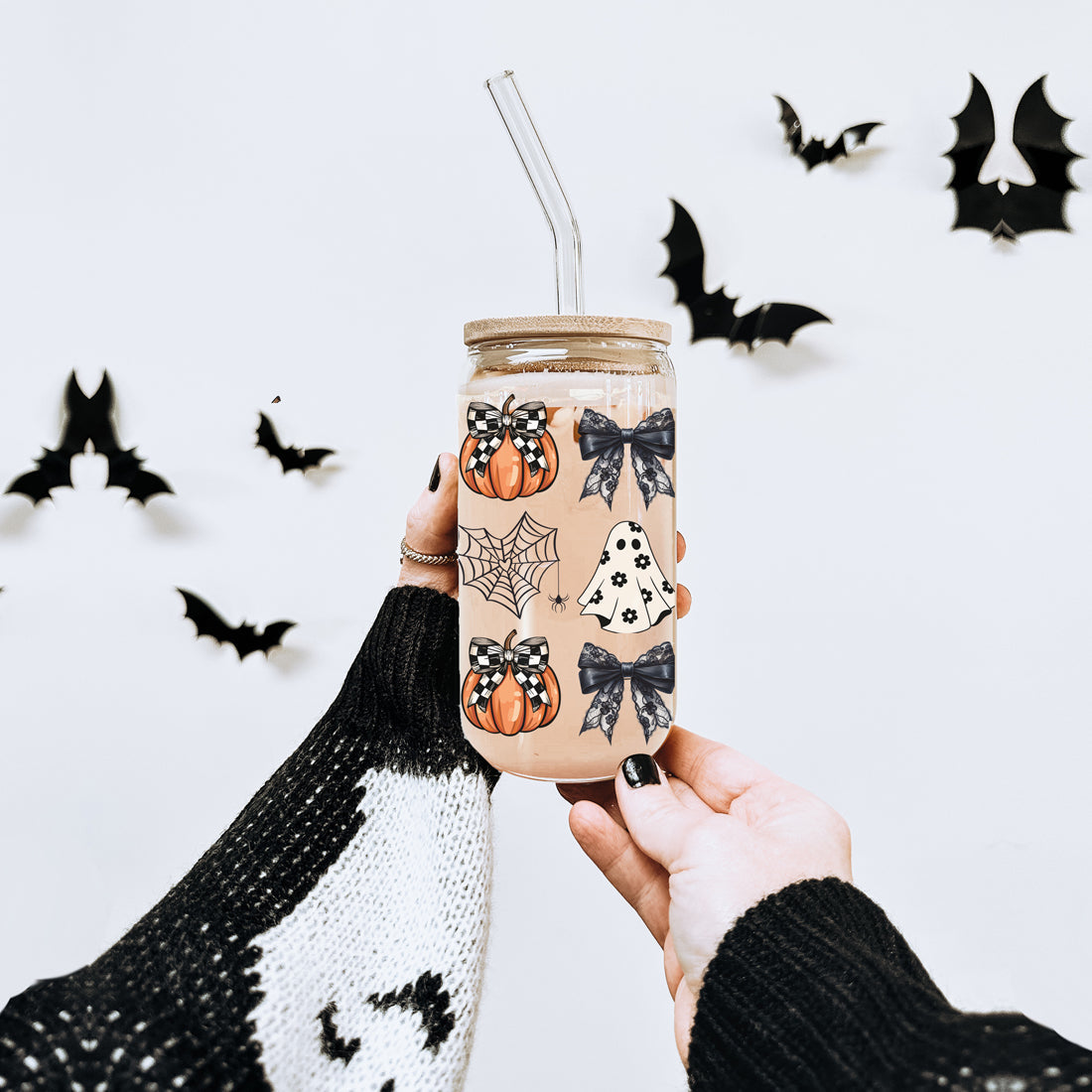 gothic home decor glass
luxury fall season tumbler
halloween style drink set
bow pattern coffee glass