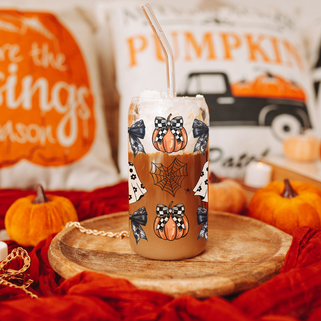 gothic autumn drinkware
designer ghost glass
luxury pumpkin tumbler
premium halloween glass tumbler
designer bow pumpkin set