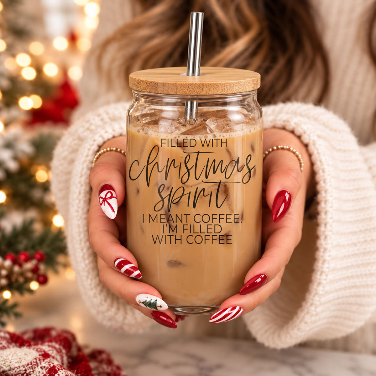 Secret Santa coffee lover gift
funny Secret Santa glass tumbler
holiday coffee tumbler gift for women