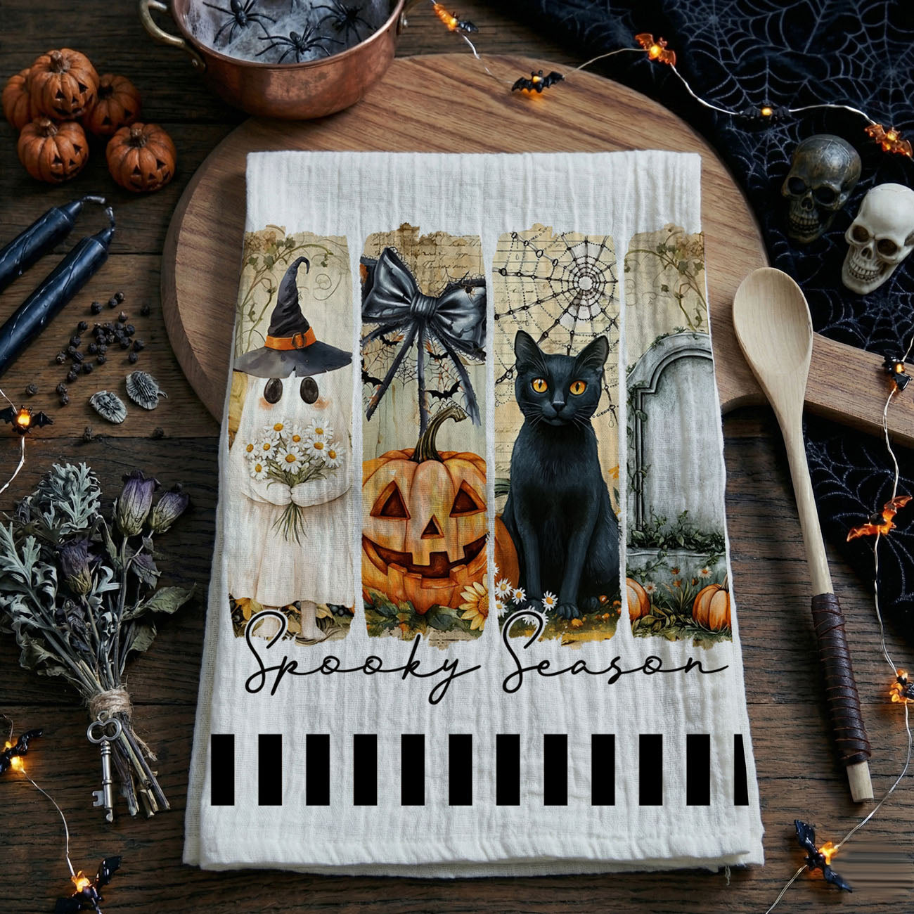 trend y halloween dish towel perfect hostess gift
cute halloween kitchen accessory towel with ghost and pumpkins
modern spooky season towel ideal for fall gift baskets
simple modern halloween towel for small apartment kitchen