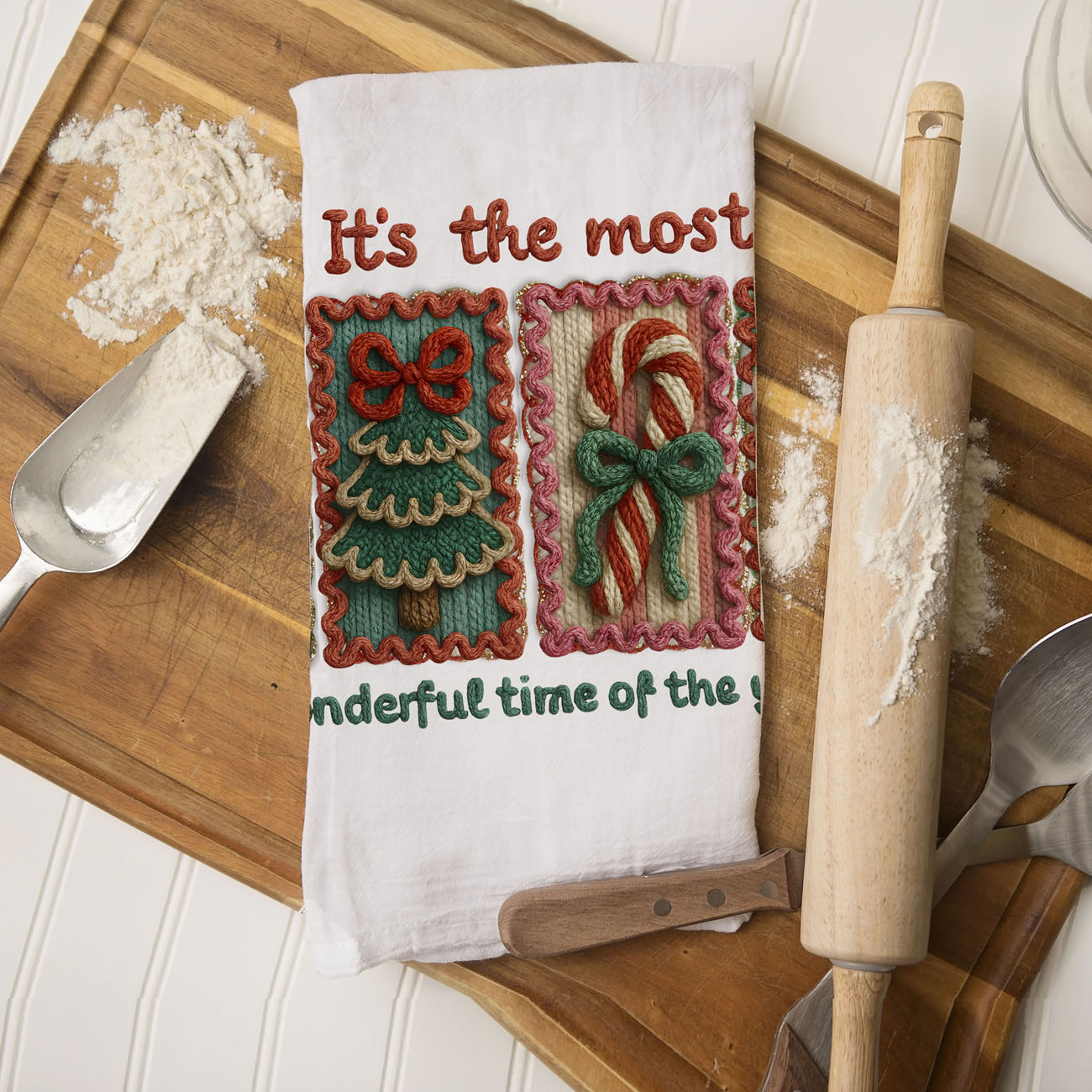 Christmas kitchen towel with crochet style design
holiday tea towel with yarn inspired pattern
festive Christmas dish towel with crochet look
cozy holiday kitchen towel with handmade style
Christmas towel with crochet inspired ornament design