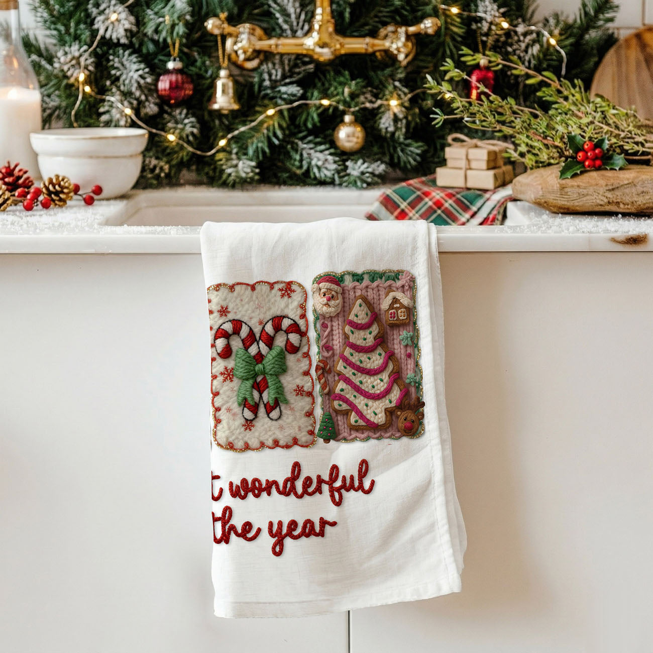grandma handmade style christmas kitchen towel cozy
cozy crochet holiday decor kitchen towel aesthetic
handcrafted look christmas kitchen towel vintage crochet
textured crochet style christmas towel cozy decor
crochet look holiday towel nostalgic christmas design