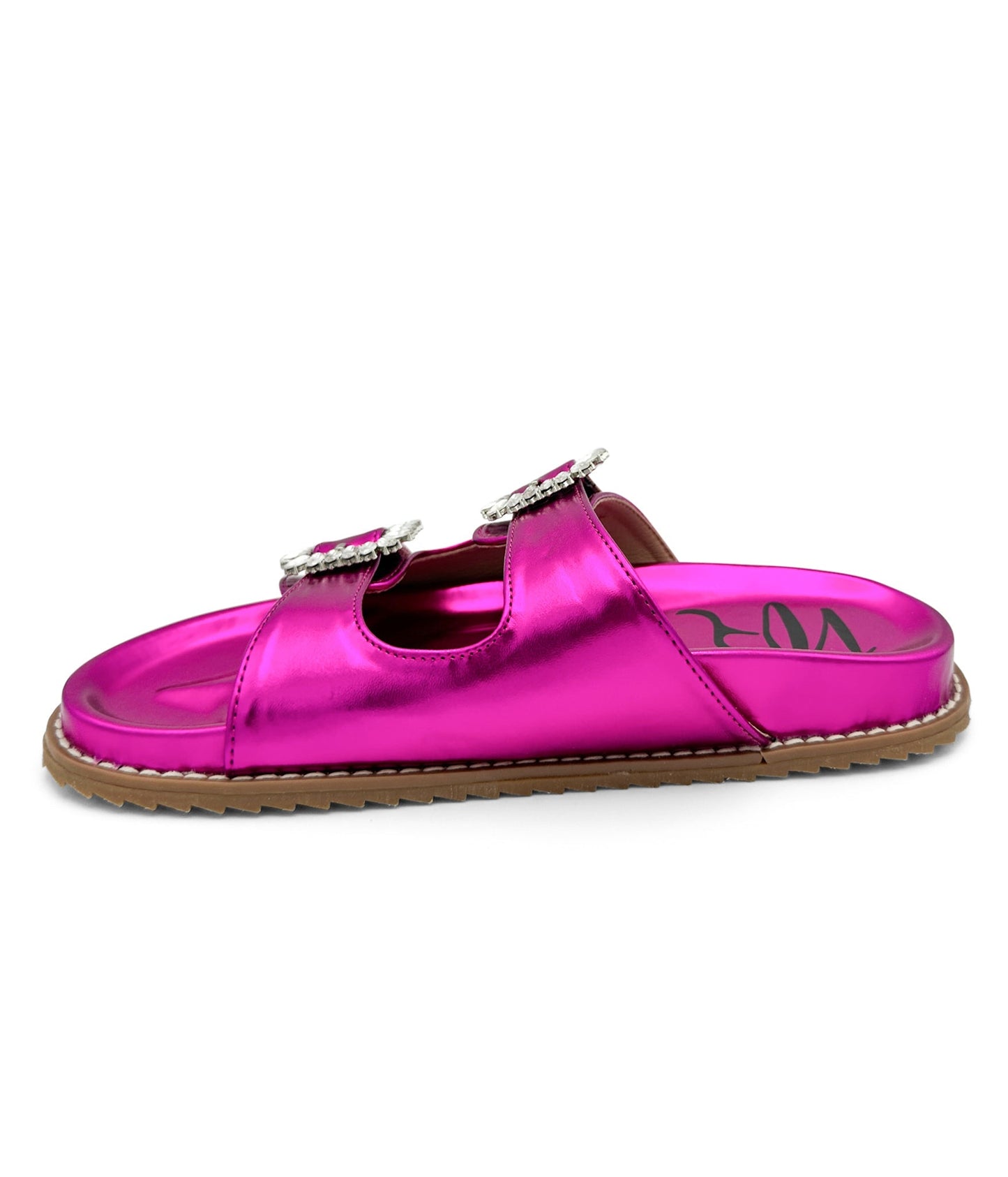 Stellar Rhinestone Buckle Slides in Fuschia