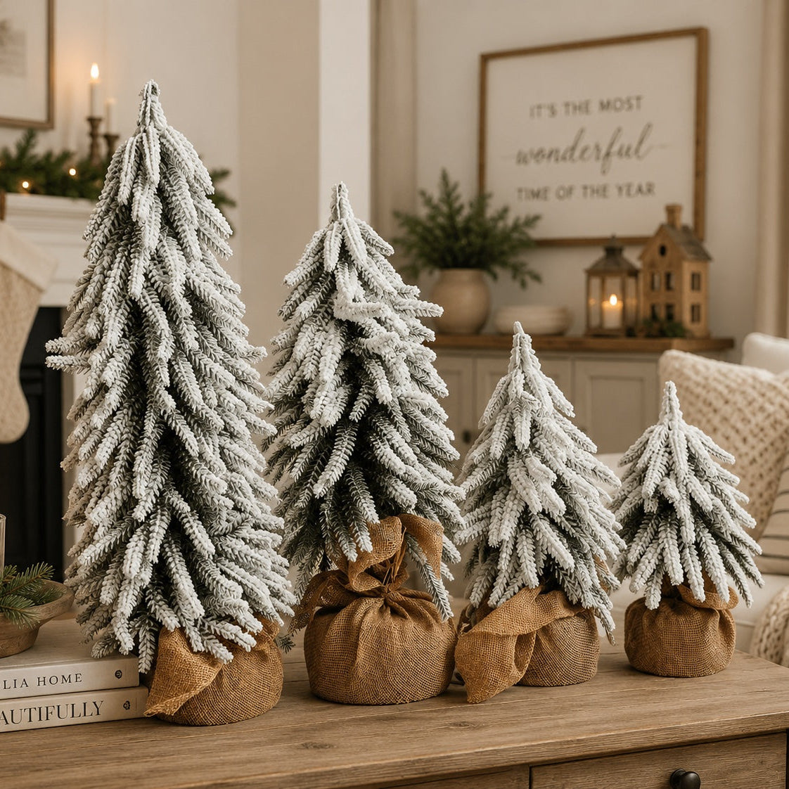 Snow Christmas Trees 4pk