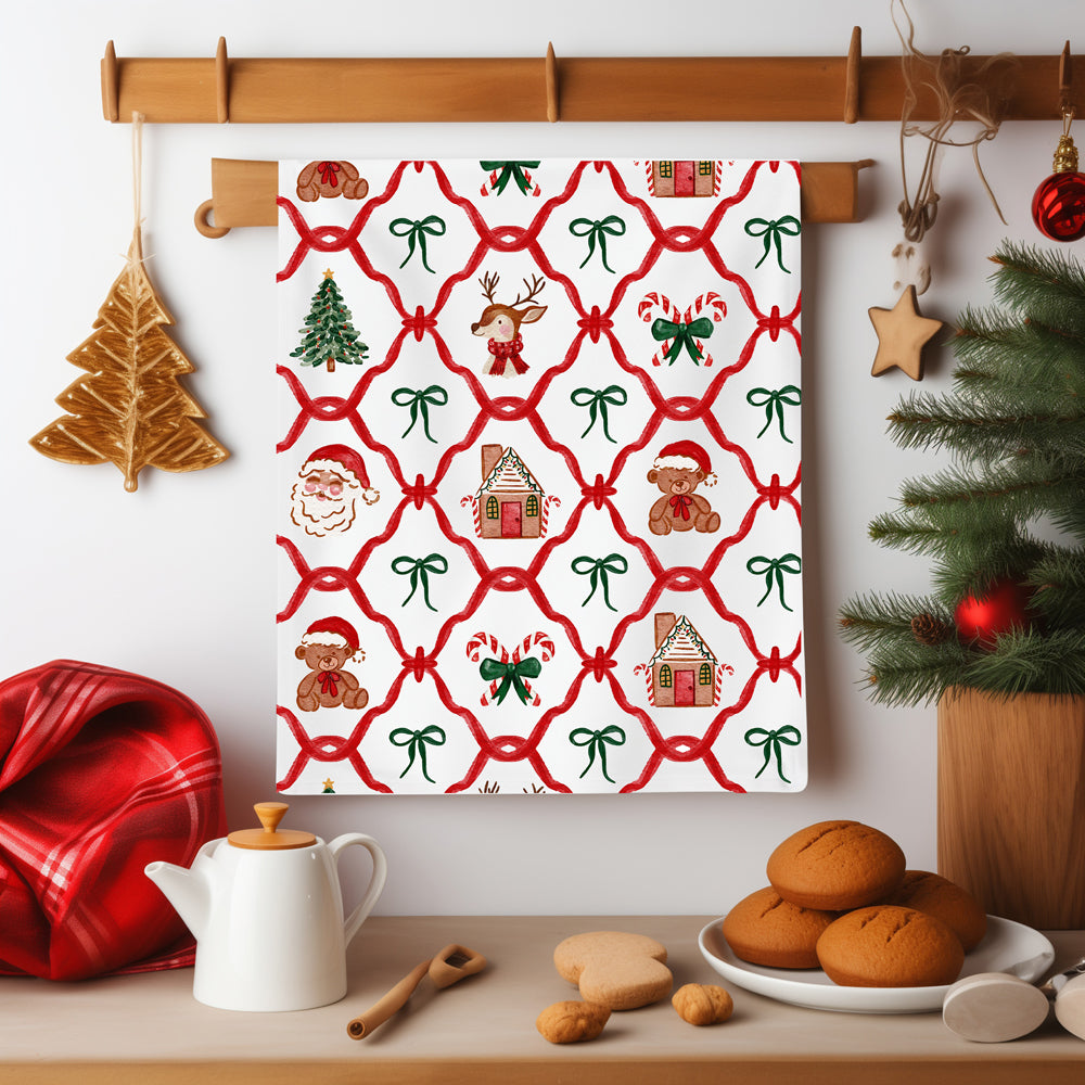 Traditional holiday kitchen decoration
Classic Christmas kitchen collection
Heritage holiday kitchen accessories
Traditional Christmas kitchen towel
Holiday variety kitchen towel design