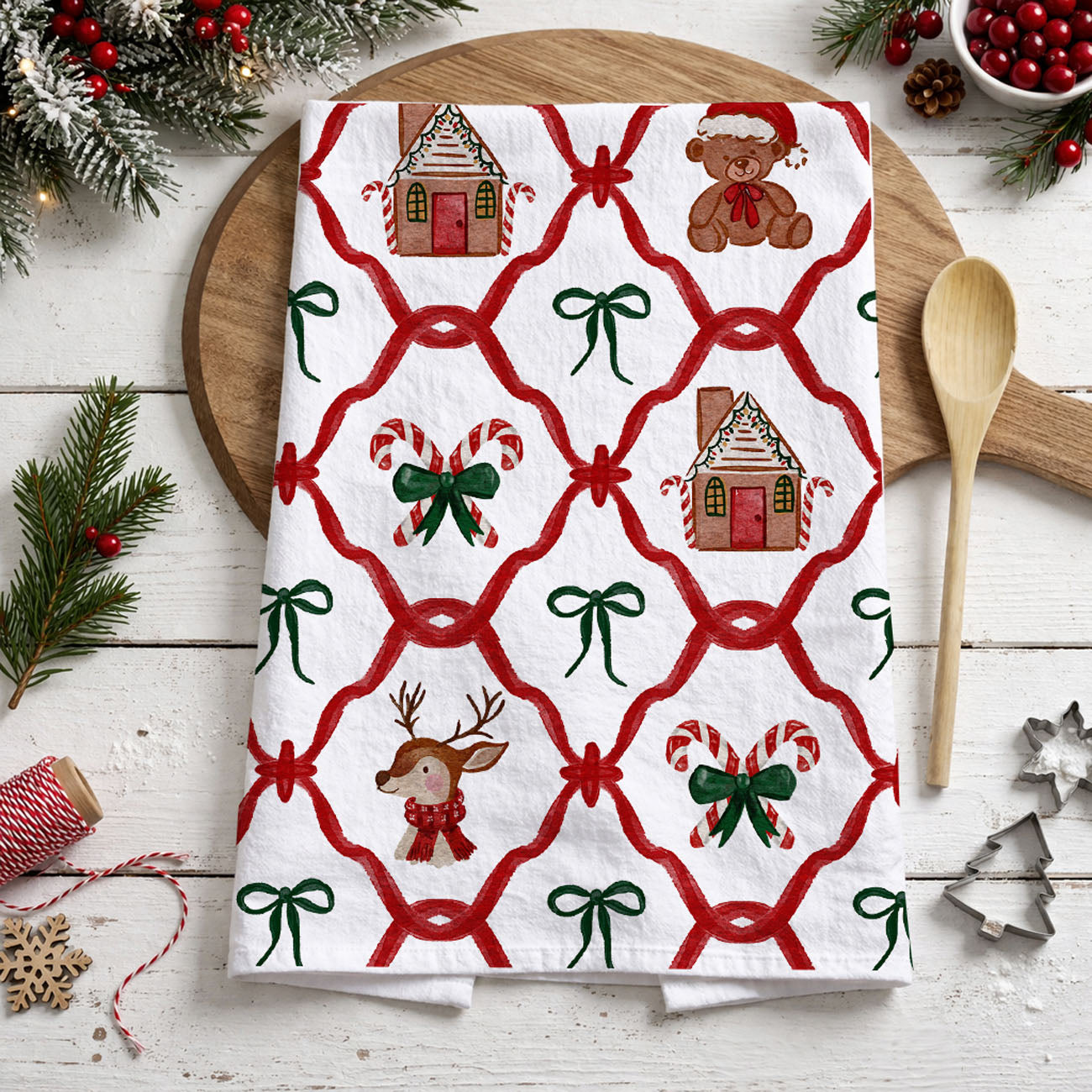 Christmas tree kitchen theme accessories
Classic retro Christmas kitchen accessories
Christmas tree themed kitchen towel
Tree themed holiday kitchen decor
Traditional Christmas kitchen gift
traditional christmas kitchen towel with festive holiday pattern decor
farmhouse christmas dish towel with santa and gingerbread design
cozy holiday kitchen towel red green festive christmas decor