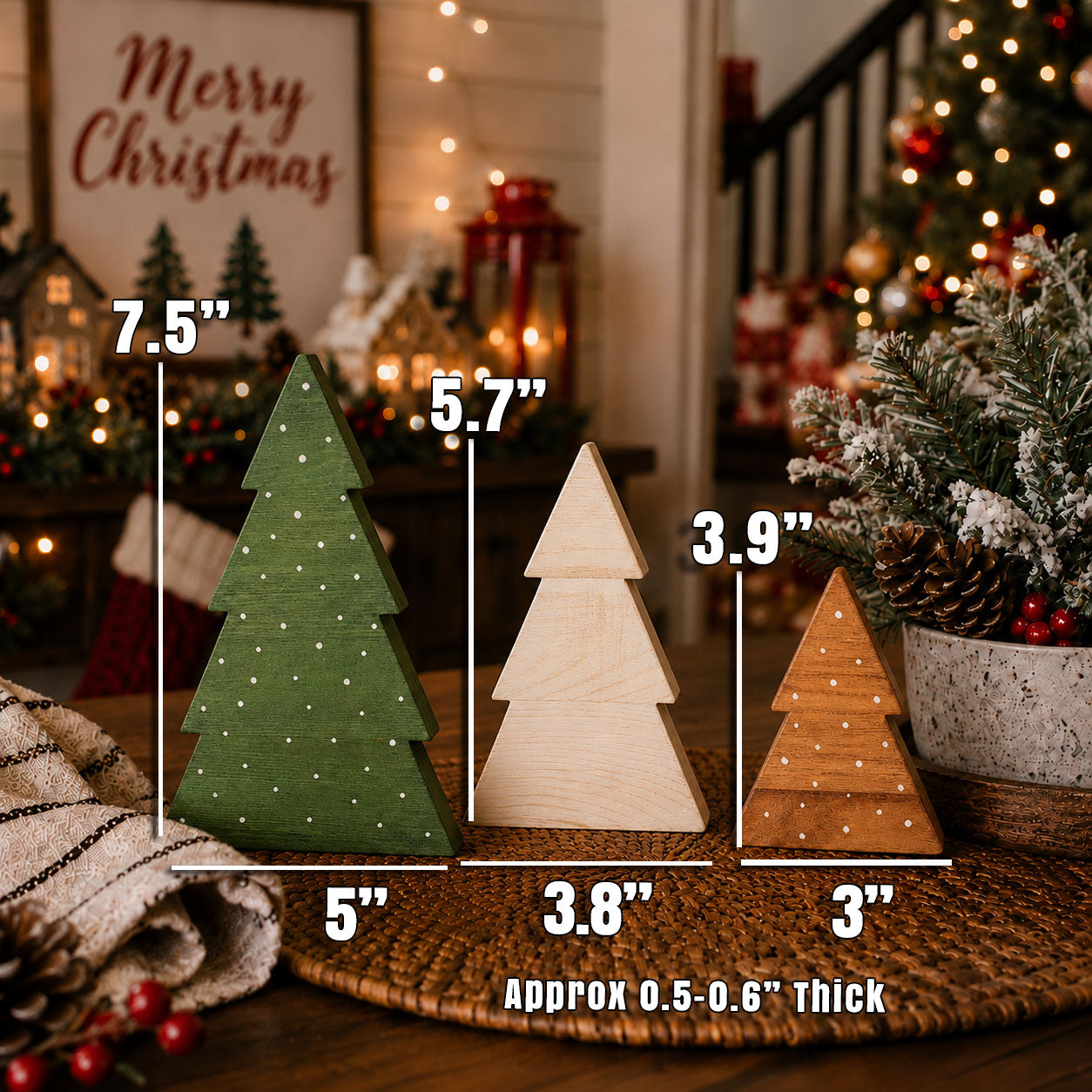 Wooden holiday decoration gift for mom
Christmas tree figurine set gift for grandma
Holiday housewarming gift with wooden Christmas trees
Christmas gift for a farmhouse décor lover
Wooden Christmas decorations for a teacher gift
Small holiday décor gift for a neighbor
Christmas gift for a friend who loves seasonal decorating
Boxwood Christmas tree decorations for a new homeowner gift
Festive wooden tree set for a Secret Santa gift
Christmas hostess gift for a holiday party
Wooden Christmas trees for a holid