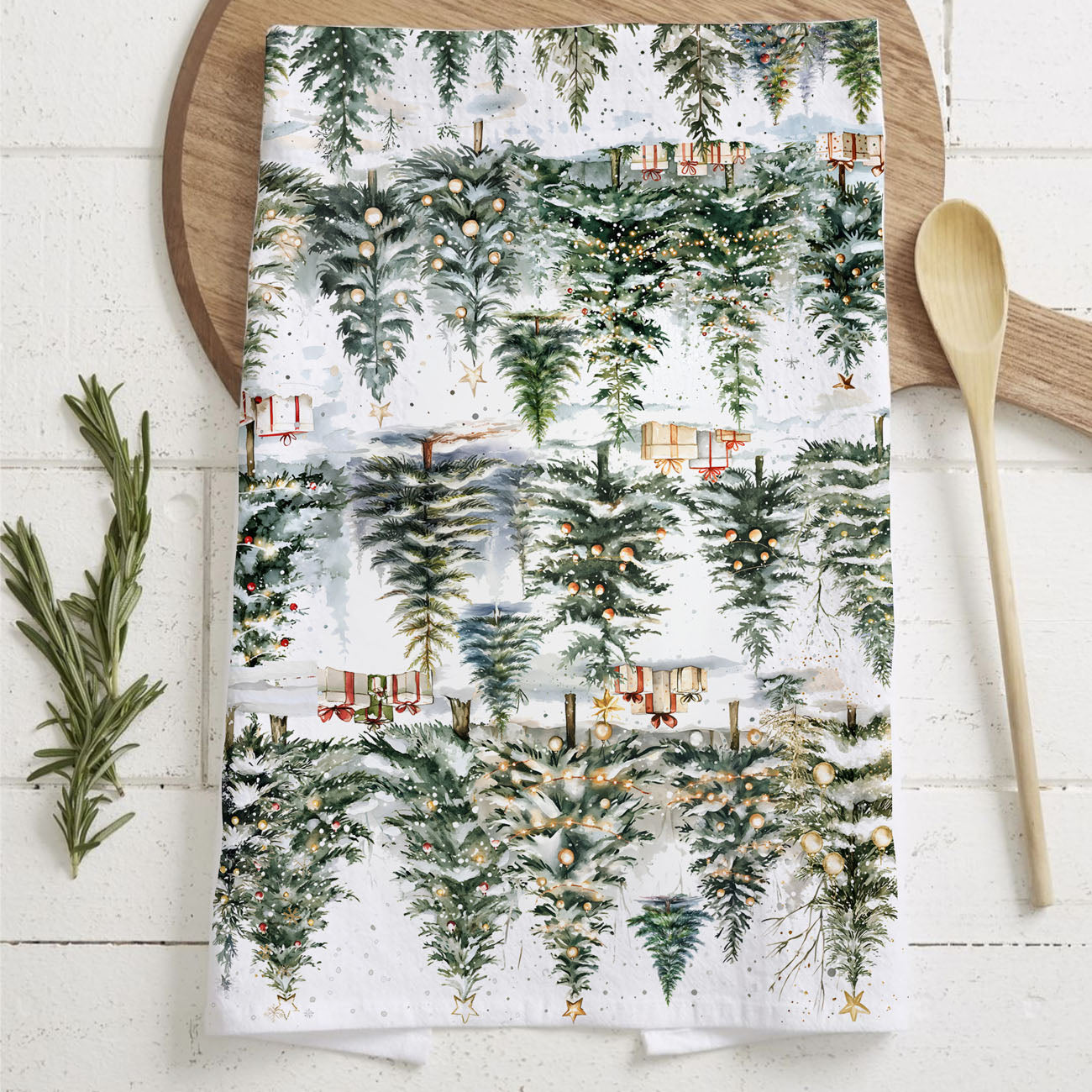 small christmas gift kitchen towel winter aesthetic
stocking stuffer christmas kitchen towel trees
gift for cozy home lovers winter kitchen towel
thoughtful christmas gift forest kitchen towel
holiday gift basket filler kitchen towel winter
