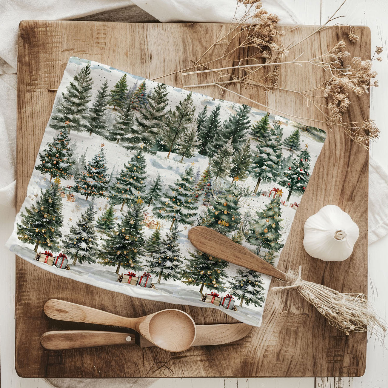 farmhouse christmas kitchen towel winter trees decor
neutral christmas kitchen decor towel forest aesthetic
minimal christmas kitchen towel winter trees design
simple elegant christmas kitchen towel forest scene