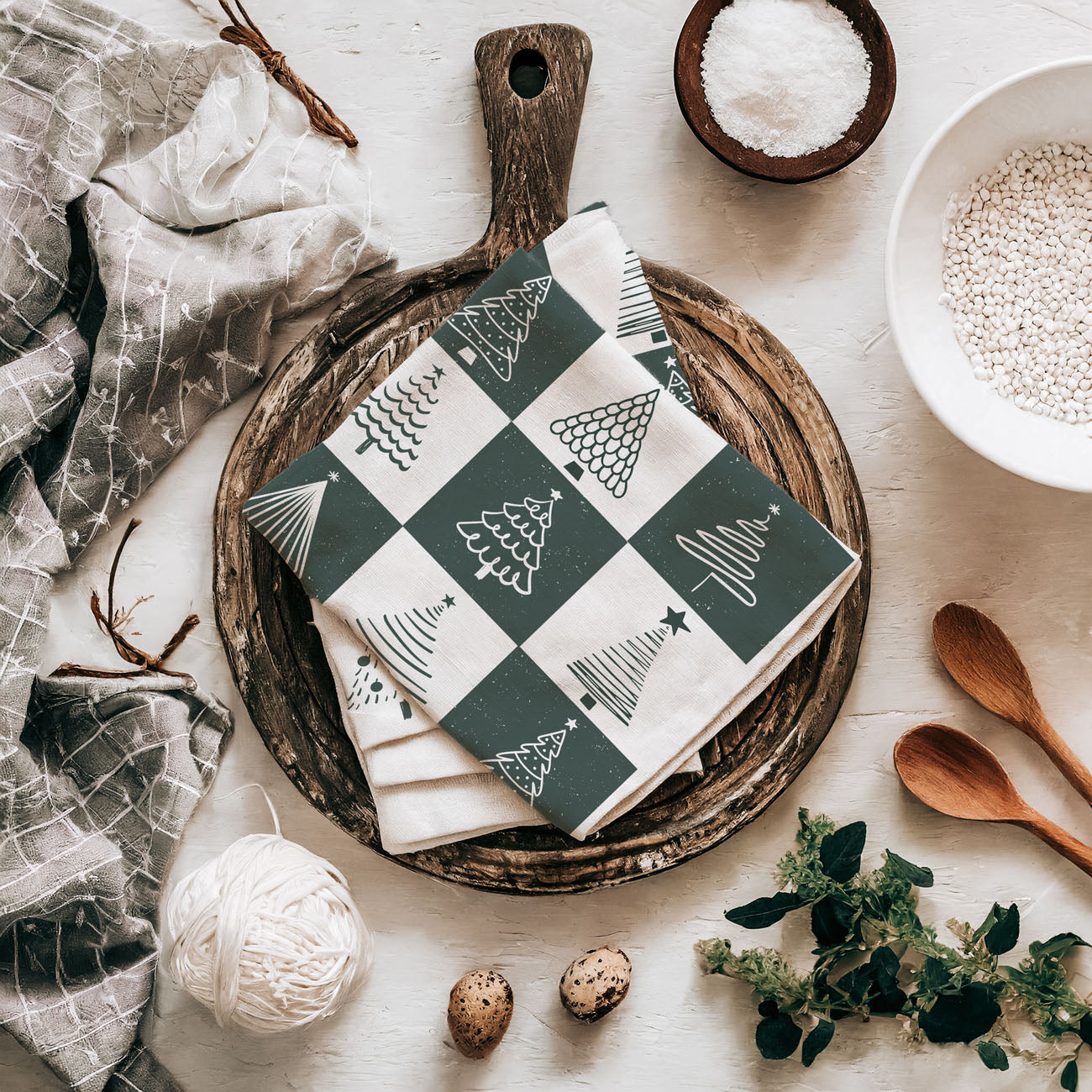 Wholesale grid christmas tree kitchen towel minimalist design
checkerboard christmas tree dish towel neutral tones
modern christmas kitchen towel with multiple tree styles
neutral christmas towel with simple tree illustrations
minimalist holiday kitchen towel soft grey christmas decor