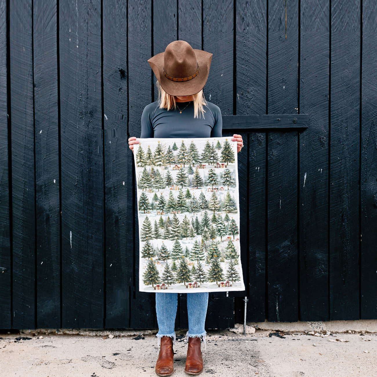 kitchen towel styled cozy home winter forest aesthetic
flat lay christmas kitchen towel snowy trees decor
holiday kitchen towel styled neutral rustic kitchen
christmas towel displayed on cutting board winter trees
kitchen towel styled minimal holiday decor forest
