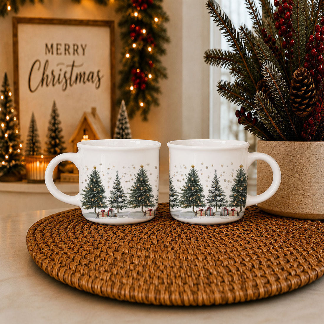 Christmas mug with whimsical snowy tree artwork
Winter wonderland mug for modern holiday decor
Christmas tree mug for traditional Christmas decor
Holiday ceramic mug with classic winter landscape
Christmas mug with snowy woodland Christmas theme
Winter wonderland mug for festive shelf styling
Christmas tree mug for Christmas coffee bar
Holiday mug for hot cocoa station
Christmas mug with decorated tree scene for kitchen shelves
Winter wonderland mug for holiday countertop decor