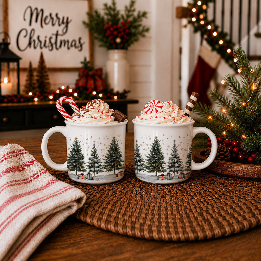 Christmas tree mug for tiered tray styling
Holiday mug with cozy Christmas cabin feel
Christmas mug with charming snowy gift scene
Winter wonderland mug with festive tabletop decor
Christmas tree mug for holiday breakfast table
Holiday mug for Christmas brunch
Christmas mug for seasonal drinkware collection
Winter wonderland mug for Christmas cup collectors
Christmas tree mug for festive sipping
Holiday mug for warm winter beverages