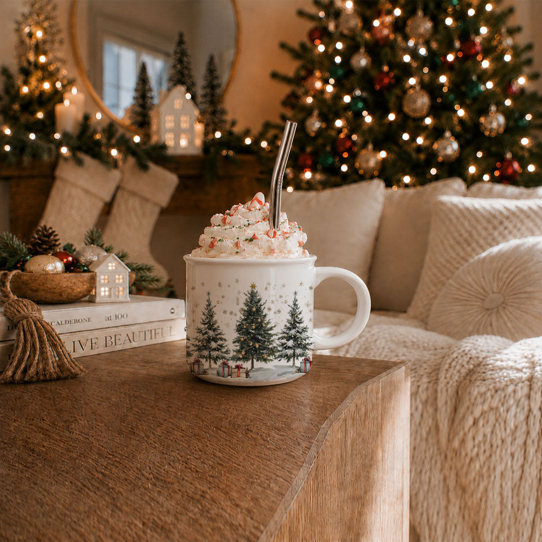 Holiday mug with serene snowy Christmas landscape
Christmas mug with beautiful evergreen illustration
Snowy tree mug for winter beverage lovers
Winter wonderland mug with holiday charm
Christmas mug with decorated trees and snowflakes
Holiday coffee cup with snowy Christmas tree art
Christmas mug with festive evergreen forest
Winter wonderland mug with holiday lights on trees
Christmas coffee mug with snowy presents scene
Holiday mug with elegant tree and snow design
Christmas tree mug for Christmas Eve coc