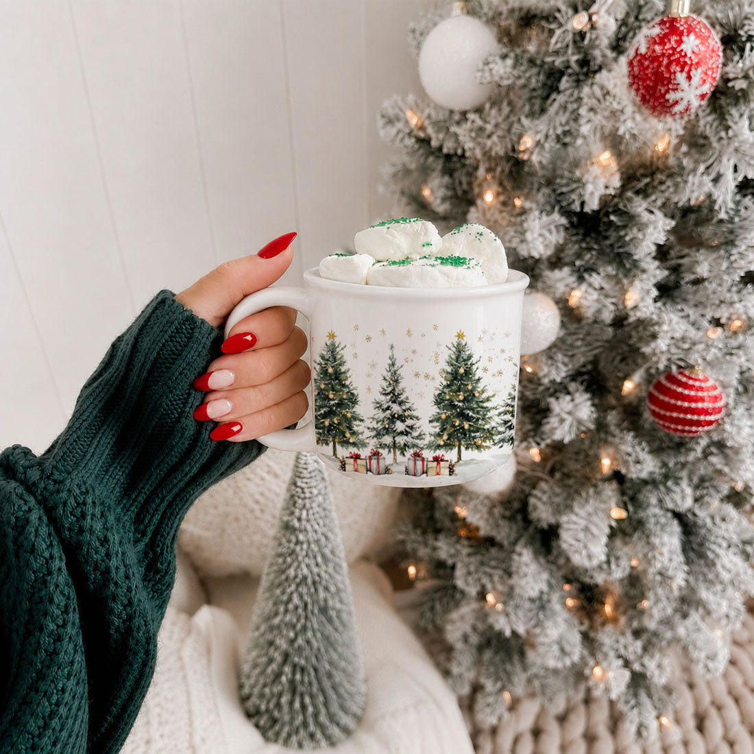 Christmas tree cocoa mug
Festive holiday mug with snowy evergreens
Christmas mug with gifts beneath the trees
Holiday mug with wrapped presents and Christmas trees
Snowy Christmas tree mug for cozy sipping
Winter wonderland mug for Christmas mornings
Christmas tree mug for hot chocolate
Holiday mug with elegant winter scene
Christmas mug with snowy holiday trees and gifts
Winter wonderland coffee mug for cozy nights
Christmas mug with soft snowy Christmas artwork
Holiday ceramic mug with festive tree scene