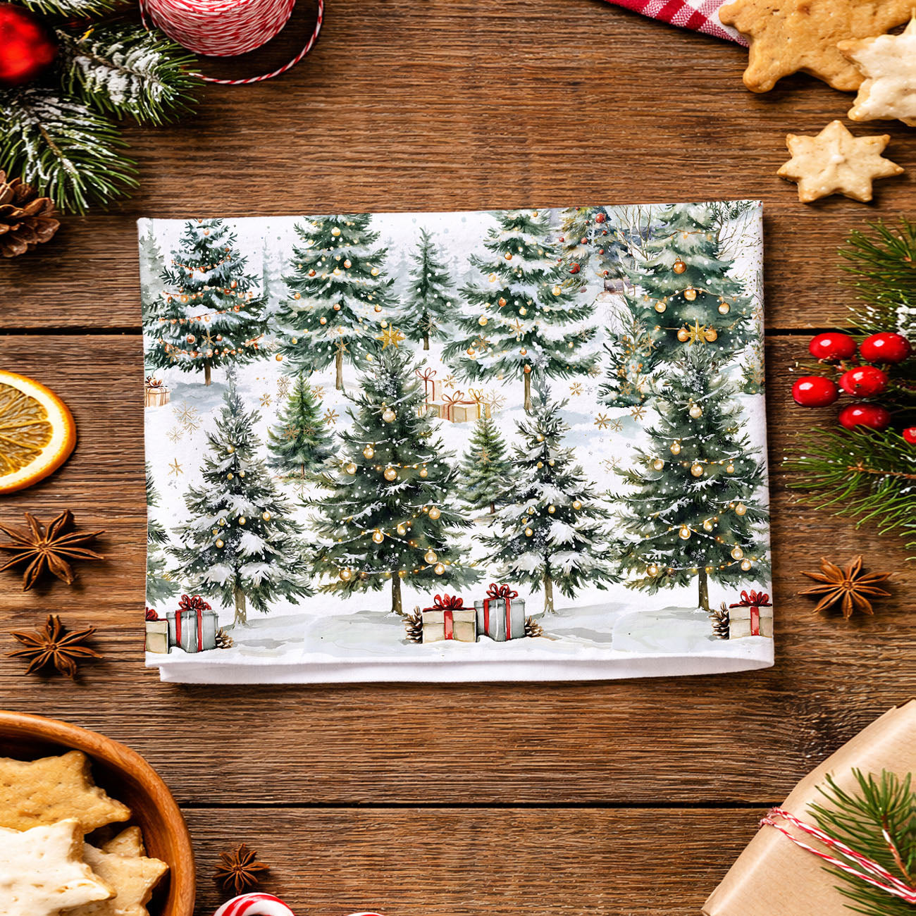 absorbent kitchen towel with winter tree design
cotton dish towel winter forest print kitchen use
durable kitchen towel christmas tree pattern
everyday dish towel winter trees design
multi purpose kitchen towel holiday forest print
kitchen cleaning towel winter decor design