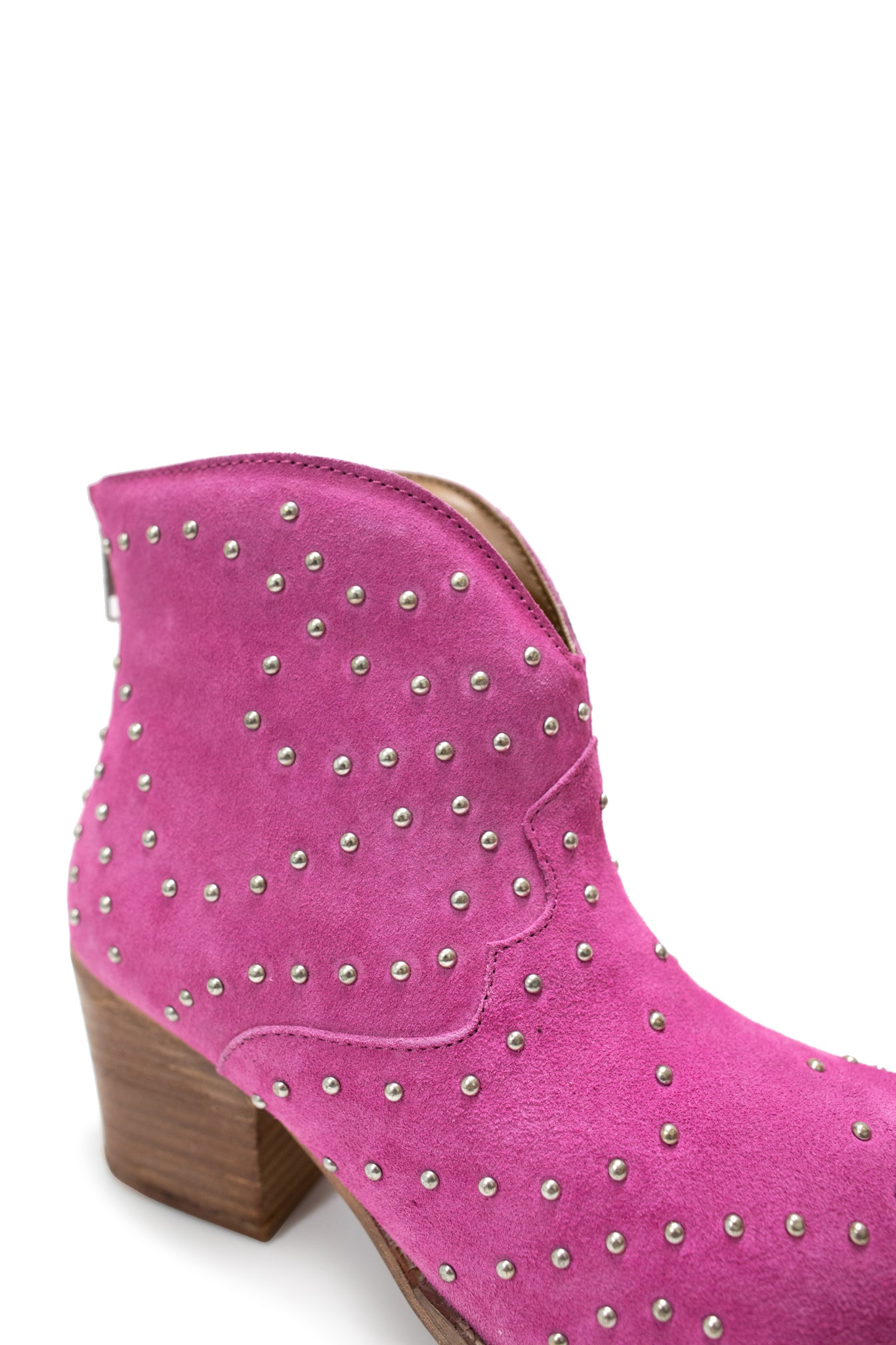 Twilight Studded Heeled Ankle Boot in Magenta