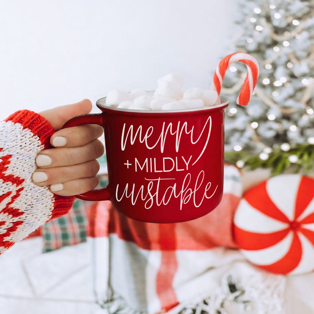 Merry + Mildly Unstable red ceramic mug
Merry + Mildly Unstable green ceramic mug
Red and green Christmas mug with funny quote
Funny red and green Christmas mug
Christmas mug available in red or green
Holiday ceramic mug in red or green
Classic Christmas color mug with sarcastic saying
Merry + Mildly Unstable mug in festive red or green
Christmas coffee mug in classic holiday colors