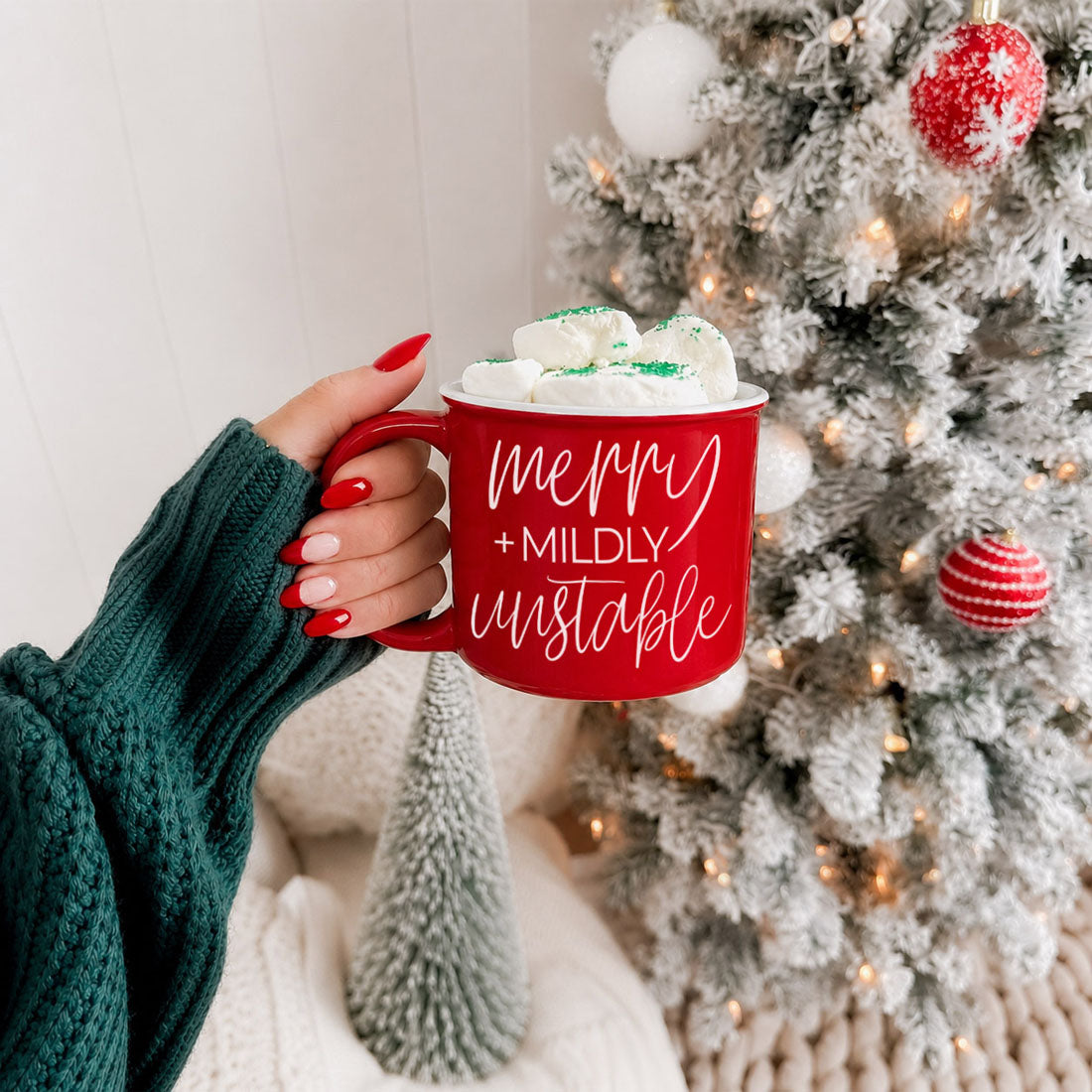 Christmas mug for peppermint hot chocolate
Holiday mug for peppermint mocha lovers
Merry + Mildly Unstable mug for Christmas latte
Funny Christmas latte mug
Christmas mug for holiday coffee bar
Merry + Mildly Unstable mug for hot cocoa bar
Funny mug for Christmas cocoa station
Holiday mug for festive coffee bar decor
Christmas kitchen mug with Merry + Mildly Unstable saying