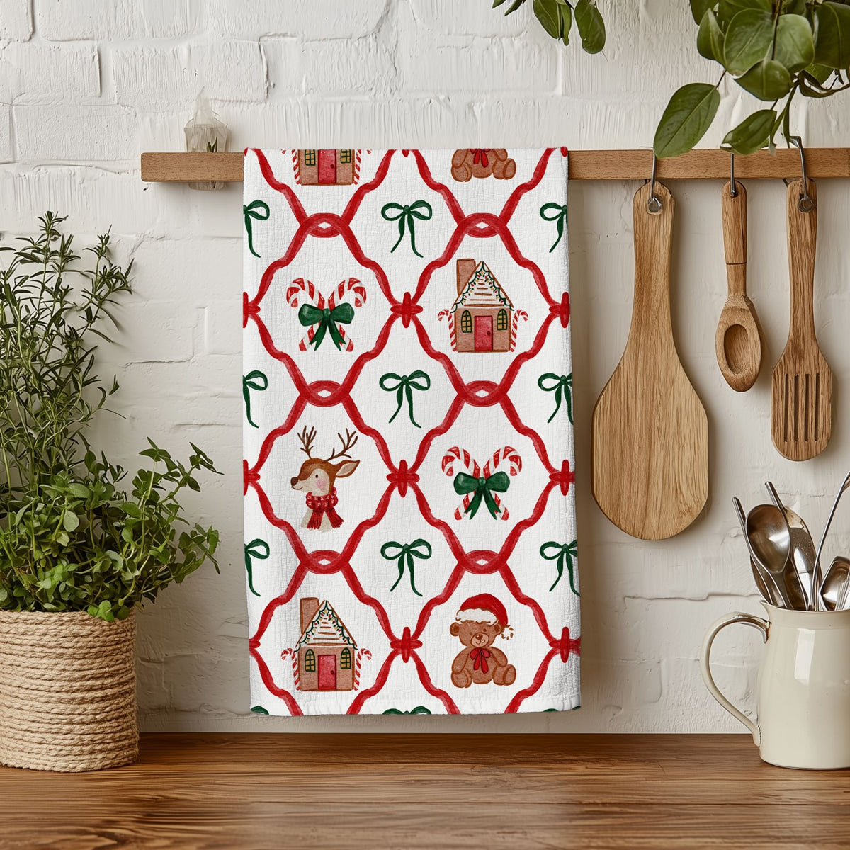 Cute Christmas kitchen decoration
Charming Christmas kitchen towel
Adorable holiday kitchen accessories