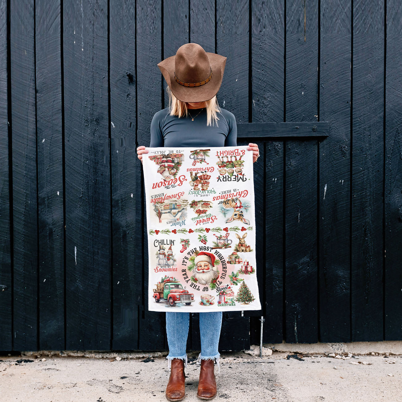 vintage christmas kitchen towel gift idea for hostess
retro holiday dish towel gift for christmas lovers
farmhouse christmas towel gift for mom holiday decor
nostalgic christmas tea towel stocking stuffer idea
vintage santa kitchen towel unique christmas gift
holiday kitchen towel gift vintage farmhouse decor