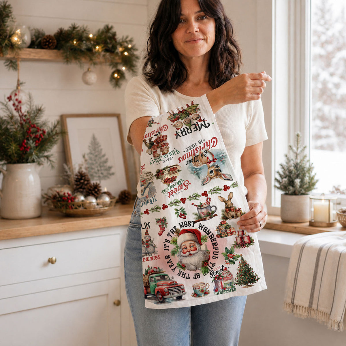 retro christmas dish towel gift for bakers
vintage holiday towel gift for hostess christmas party
classic christmas kitchen towel thoughtful holiday gift
farmhouse christmas decor gift vintage style towel
vintage christmas baking towel holiday kitchen accessory
retro holiday dish towel for baking season decor