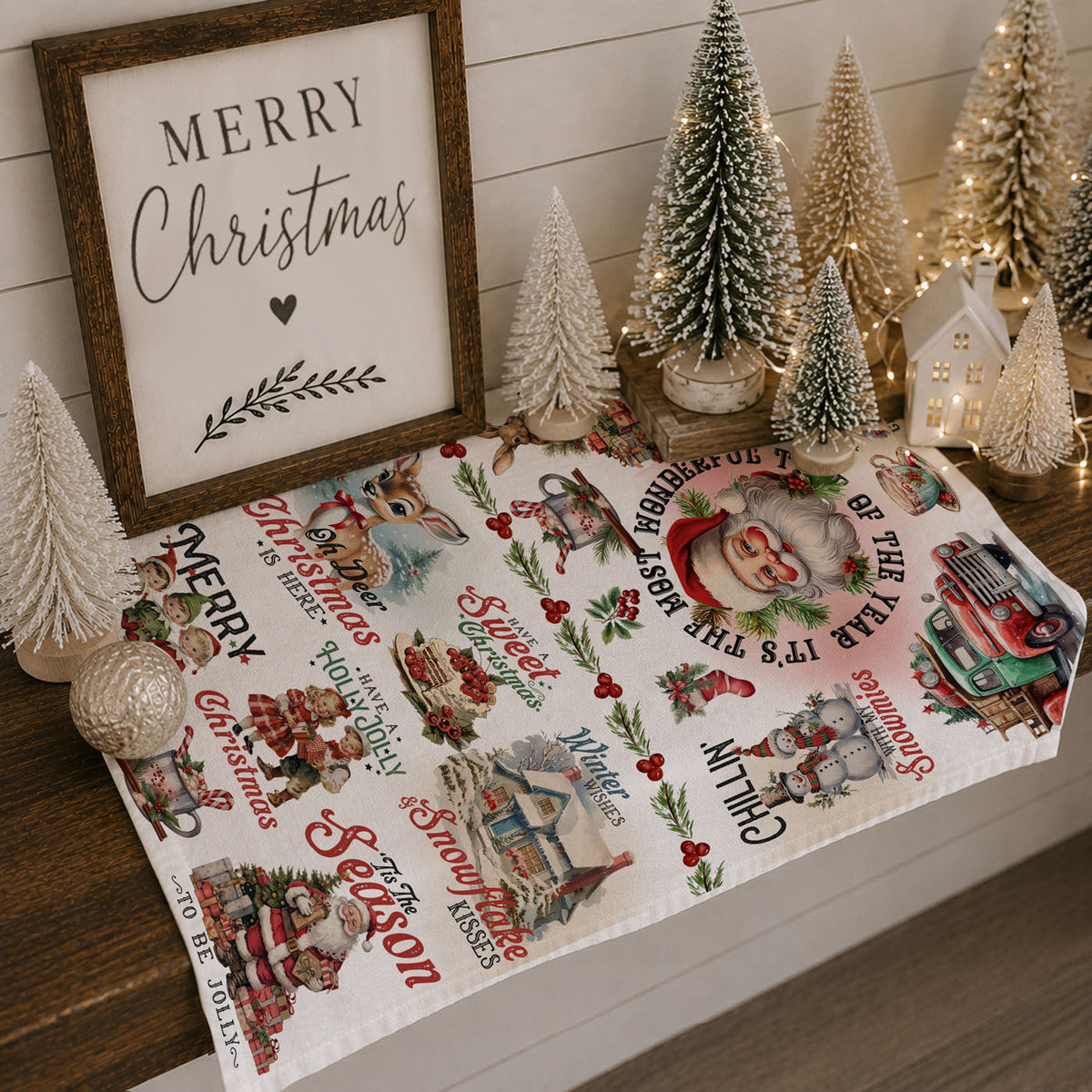 traditional vintage christmas tea towel nostalgic holiday design
old fashioned christmas dish towel classic holiday home decor
vintage heirloom christmas kitchen towel retro festive charm
classic antique santa towel vintage christmas decor piece
old world holiday kitchen towel nostalgic farmhouse christmas