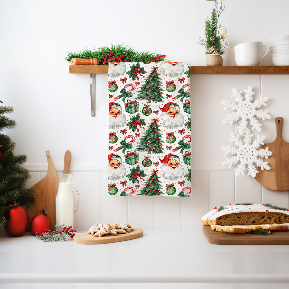 Christmas candy canes kitchen towel
Holiday gifts kitchen towel pattern
Christmas mistletoe kitchen decor
Festive bows kitchen towel design
Christmas kitchen towel Santa gifts