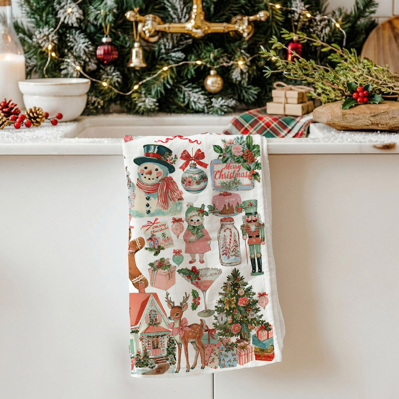 pink christmas gift for mom kitchen towel vintage style
cute pink holiday gift idea retro christmas tea towel
unique christmas gift for her pink kitchen decor towel
pink santa christmas towel gift for hostess holiday
girly christmas gift pink vintage tea towel