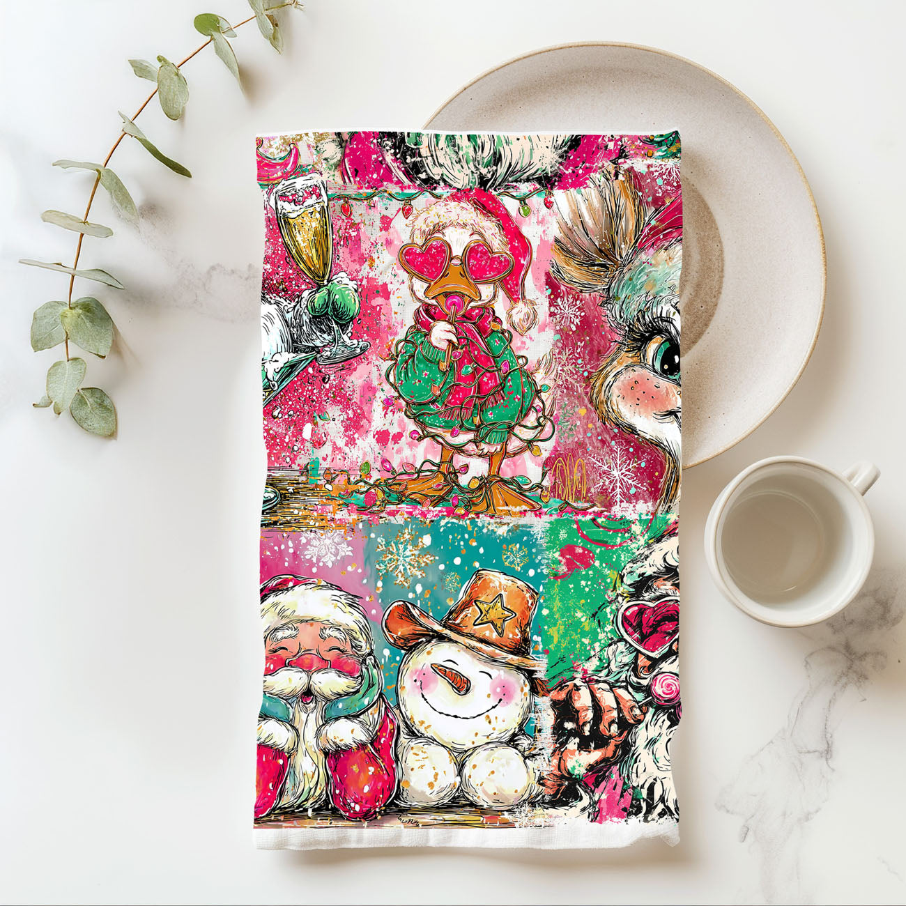 Add personality (and a little chaos) to your kitchen this holiday season with our funny Christmas kitchen towel! Featuring colorful Santa, reindeer, snowmen, and playful holiday designs, this soft and absorbent flour sack towel is perfect for decorating, gifting, or making your guests laugh. A must-have for festive kitchens, hostess gifts, and anyone who loves fun Christmas decor.