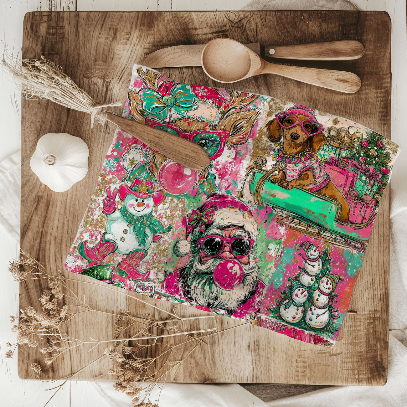 cute festive towel for cozy christmas kitchen vibes
trendy christmas kitchen towel colorful maximalist holiday decor
aesthetic christmas dish towel bold bright festive kitchen
modern eclectic christmas kitchen decor towel unique design