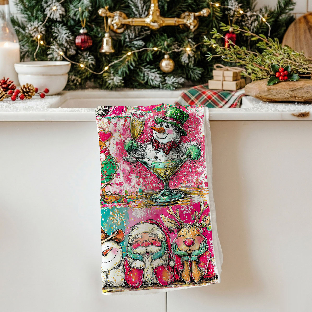 christmas kitchen towel for moms fun holiday home decor
gift for women who love christmas decor kitchen towel
cute christmas towel for best friend holiday gift idea
holiday kitchen decor for women colorful dish towel