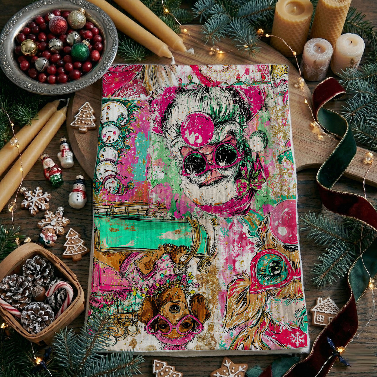 funny christmas towel for women holiday humor kitchen decor
christmas chaos kitchen towel funny holiday gift idea
sassy christmas decor funny santa kitchen towel
humorous christmas dish towel for hostess gift
funny holiday kitchen towel for moms christmas chaos