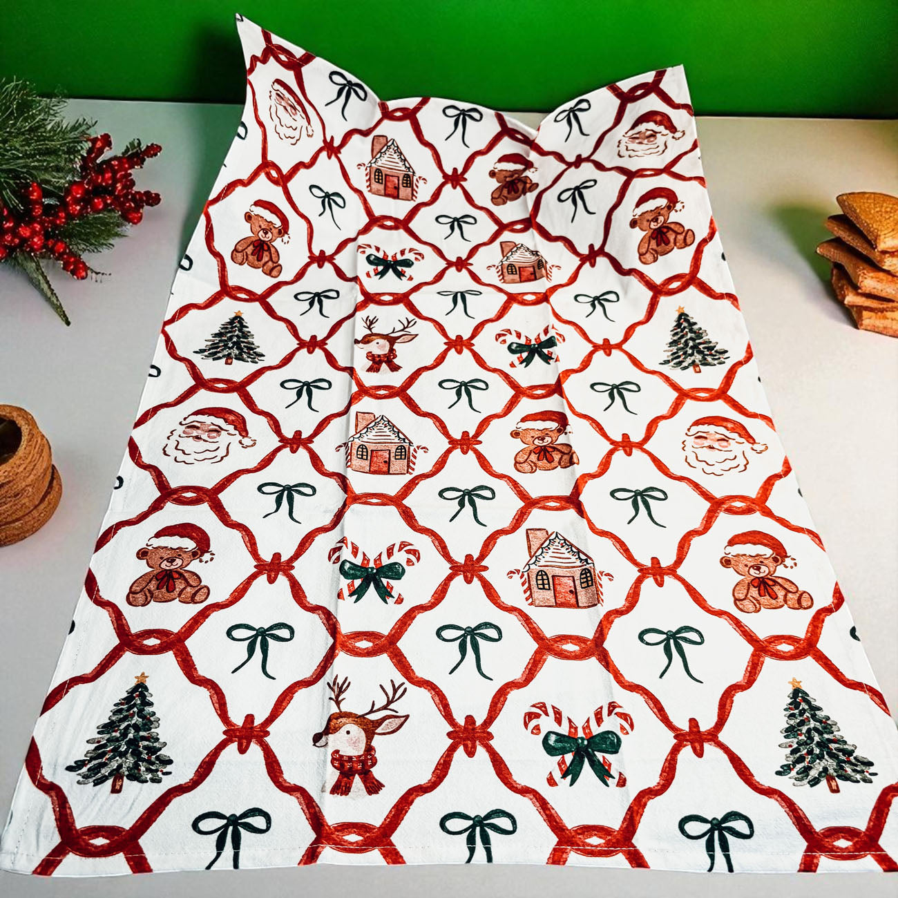 Retro holiday kitchen decoration
Vintage inspired Christmas kitchen decor
Christmas variety kitchen towel cotton
Vintage holiday kitchen towel design