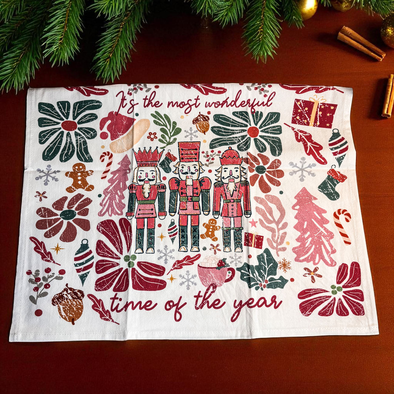 Boho Floral Nutcracker Towel