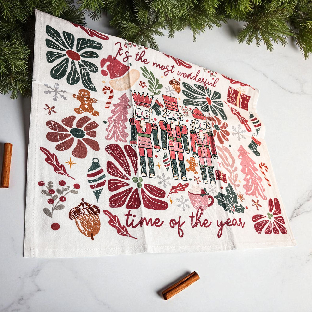 Boho Floral Nutcracker Towel